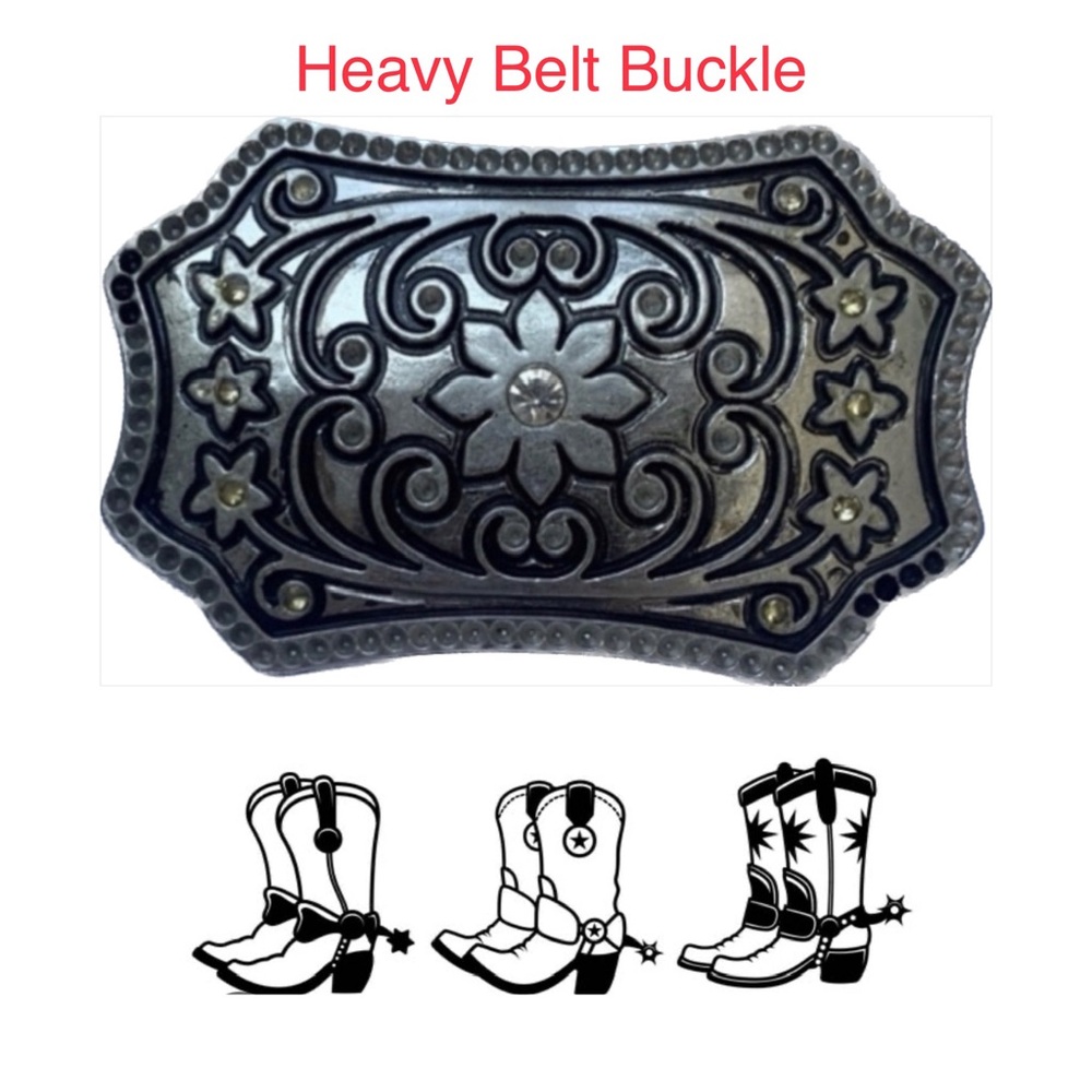SILVER BELT BUCKLE - large , heavy & excellent condition